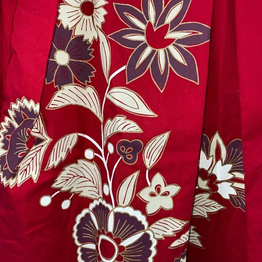 Tea Collection Girls Red Dress with Purple Gold & Ivory Flowers